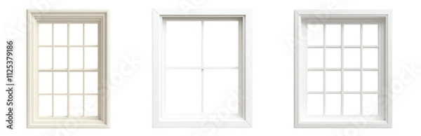 Fototapeta Three elegant window designs in a row. PNG