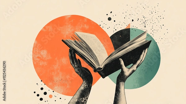 Fototapeta Hands Holding Open Book  Abstract Art  Knowledge  Reading  Literature  Education