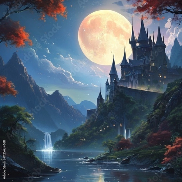 Obraz Enchanted Royal Palace Under the Moonlight