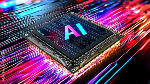 Fototapeta AI Processor Chip Highlighting Advanced Computing Power