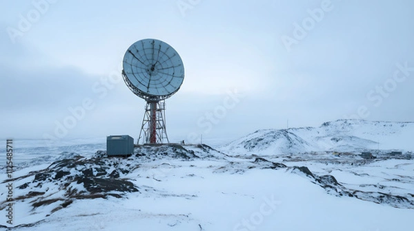 Fototapeta A U.S. Army radar station in Greenland monitoring Arctic airspace under icy conditions.