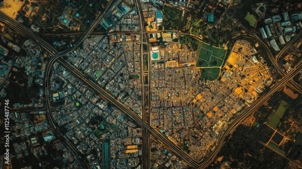 Fototapeta A layered map of Bangalore highlighting socioeconomic diversity across different regions,