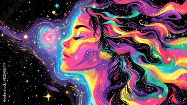 Obraz Vibrant Abstract Background with Ripples and Constellations