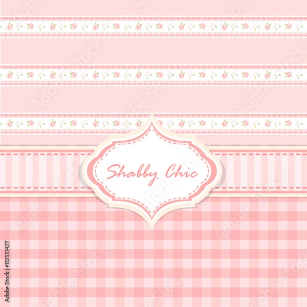 Fototapeta shabby chic vector illustration. provence style. pink background. congratulations or invitation card. template. album cover. frame