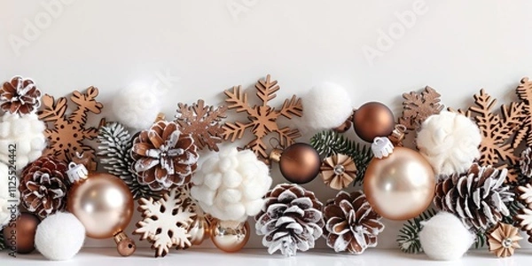 Fototapeta A festive table decorated with various Christmas items