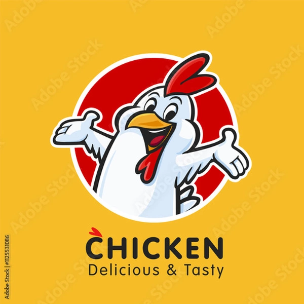 Obraz chicken mascot logo for fast food in circle