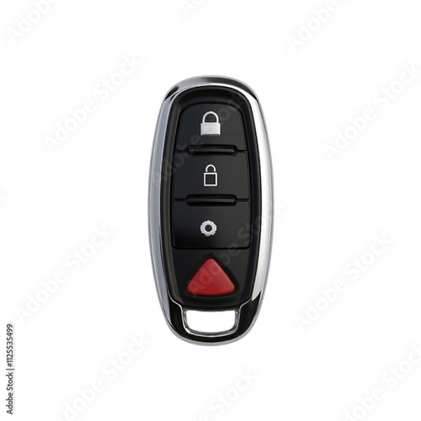 Fototapeta PNG of Close-up view of a car key fob with sleek design and buttons for locking and unlocking on transparent background