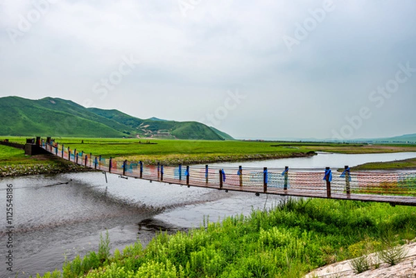 Fototapeta Wulan River and grassland in Inner Mongolia, China