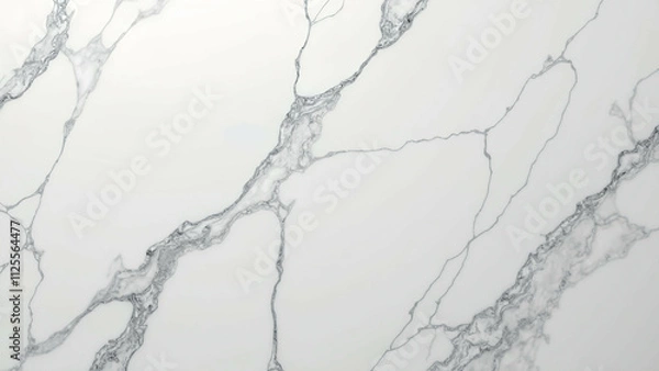 Fototapeta White marble with subtle gray veins, smooth surface, natural stone texture, photographed under even lighting