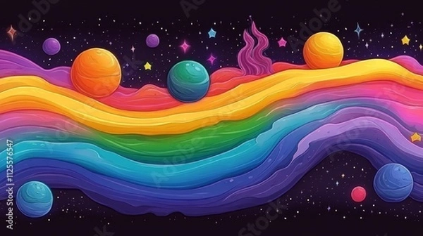 Fototapeta Vibrant Abstract Background with Ripples and Constellations