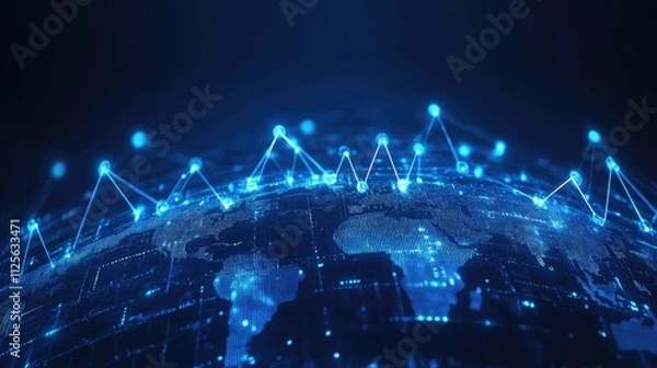 Obraz Global business growth graph stock financial success market chart on digital investment strategy exchange finance background of technology economy communication network connection. IA generative.