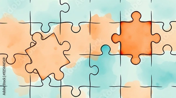Fototapeta Vibrant puzzle pieces symbolize creativity, complexity, and interconnectedness.