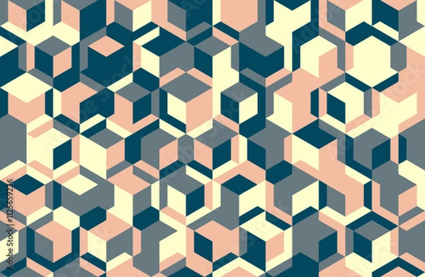 Fototapeta Abstract geometric design featuring seamless shapes and mosaic texture. Ideal for backgrounds, posters, and trendy textile prints with a modern flair.