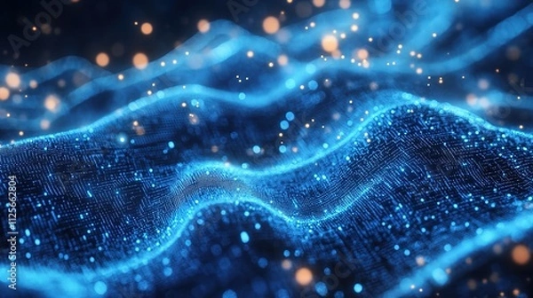 Fototapeta Glowing Abstract Digital Background with Overlapping Patterns