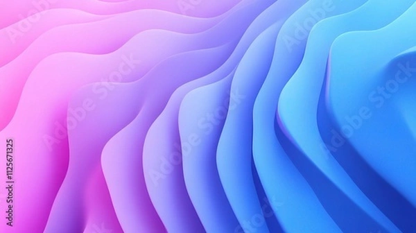 Obraz Soft Blue Gradient Background with Gentle Waves and Blurred Effects