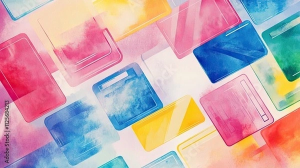 Obraz payment gateway flat design top view transaction system watercolor Complementary Color Scheme