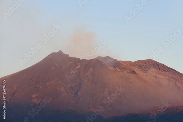 Fototapeta 朝日を浴びる桜島