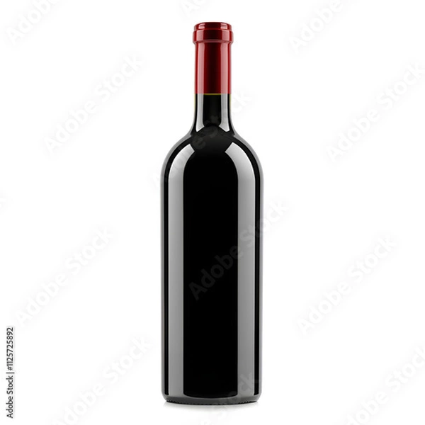 Fototapeta Front view red wine blank bottle isolated
