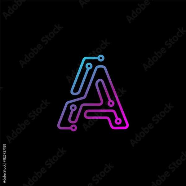 Fototapeta A cable technology minimalist logo