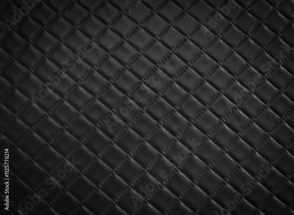 Fototapeta Black leather texture pattern background , for design, black and white