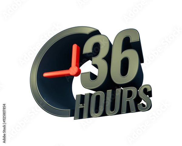Fototapeta 36 hours banner with clock sign 3d rendering.