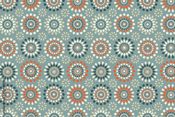 Fototapeta Geometric colorful circles round seamless repeat pattern