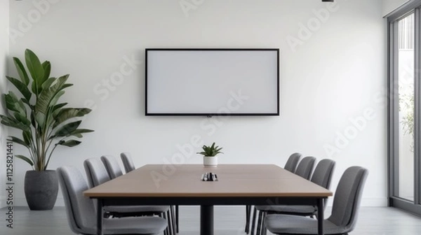 Obraz Modern Conference Room with Minimalist Design and Green Plant