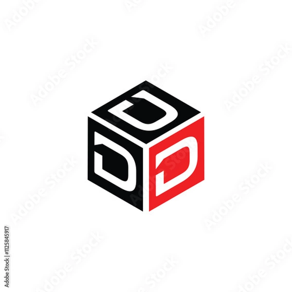 Obraz newLetter D Triple D Modern Simple Cube Hexagonal Logo Vector