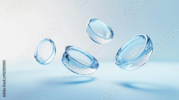 Fototapeta Floating Transparent Rings with Minimalist Blue Gradient Background