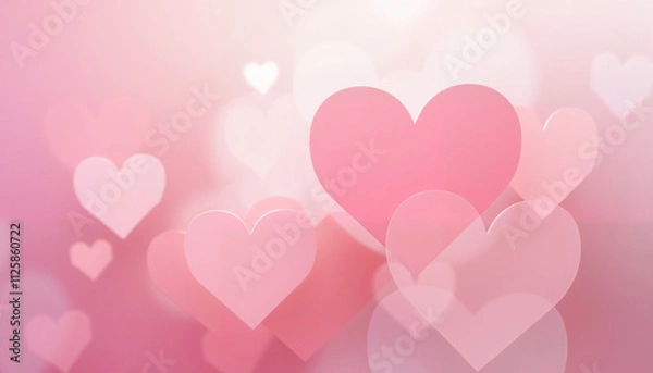 Fototapeta Soft pink heart shapes on blurred background for Valentine's Day celebration and decoration