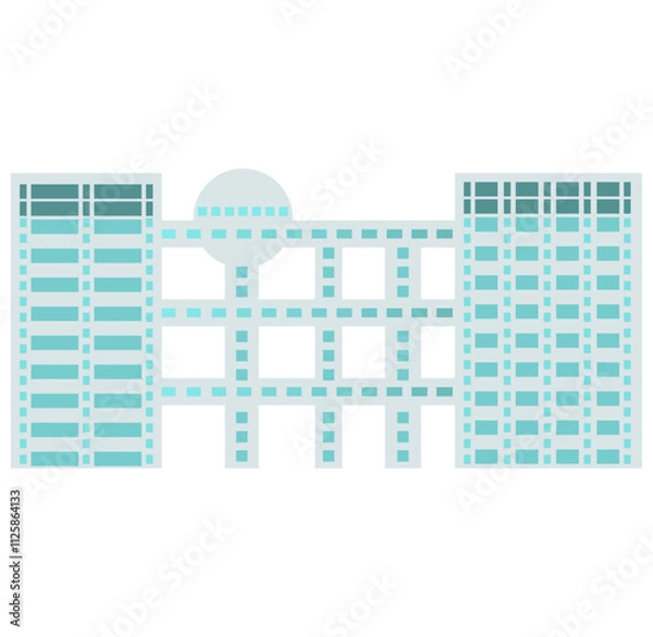 Obraz お台場のランドマークであるテレビ局の建物のベクターイラスト