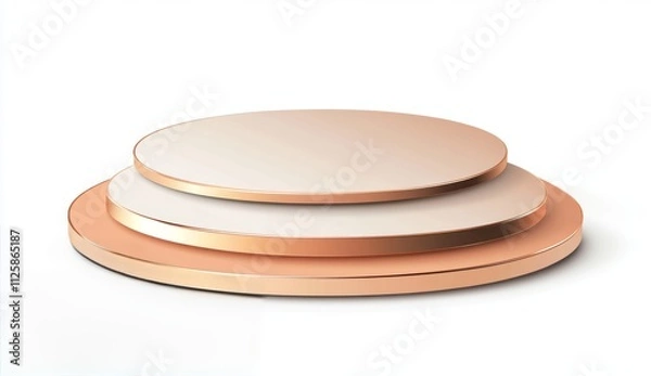 Fototapeta bronze podium fluid holographic Iridescent 3d render icon isolated on white background cutout