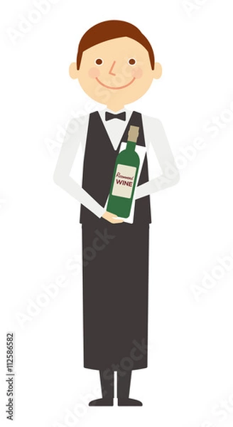 Fototapeta ソムリエ　男性　全身　働く人々　イラスト