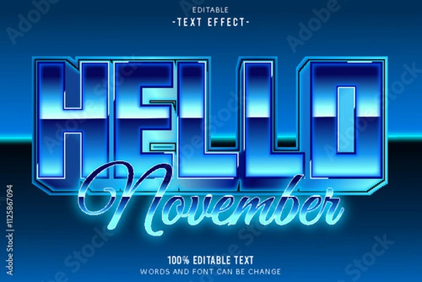 Obraz Hello November editable text effect 3d emboss modern style