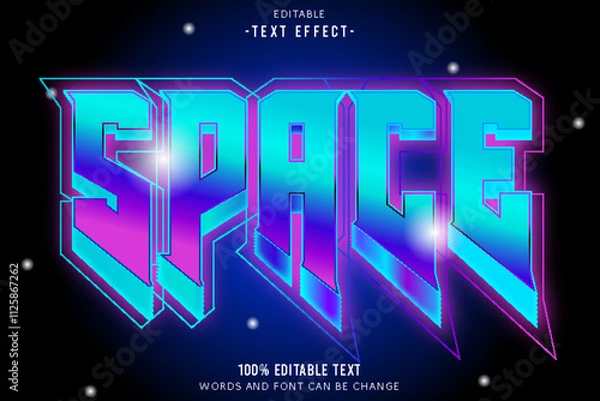 Obraz Space editable text effect 3d emboss neon style