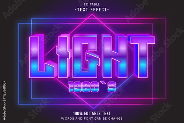 Obraz Light 1980’s editable text effect 3d emboss 80’s style