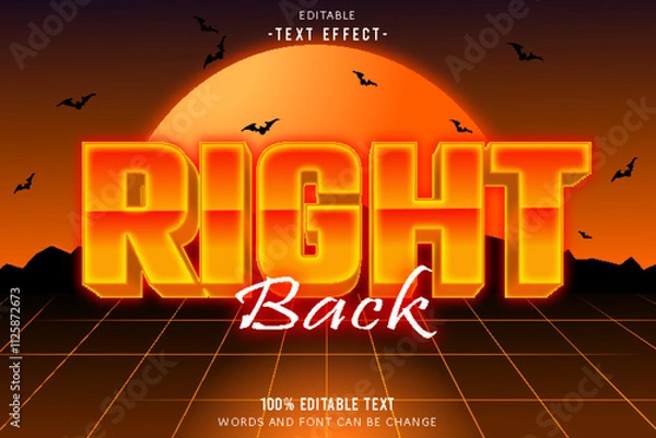 Obraz Right Back editable text effect 3d emboss modern style