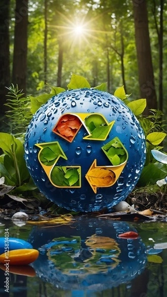 Fototapeta "Recycle for a Greener Planet: Together, We Can Make a Difference! 🌍♻️"