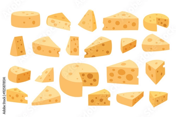 Fototapeta Assorted Cheese Pieces in Various Shapes and Sizes