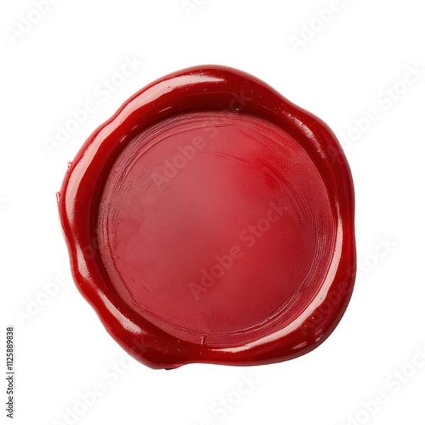Fototapeta red wax seal with empty area isolated on transparent background