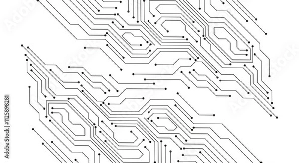 Obraz Abstract technology background, circuit board pattern. Dots and lines connection black circuit design
