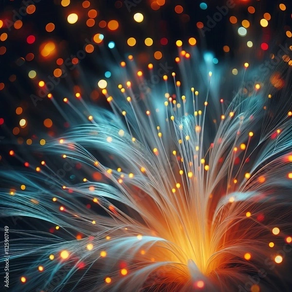 Fototapeta 156 Glowing Fibers A close up of unfocused glowing fibers with a