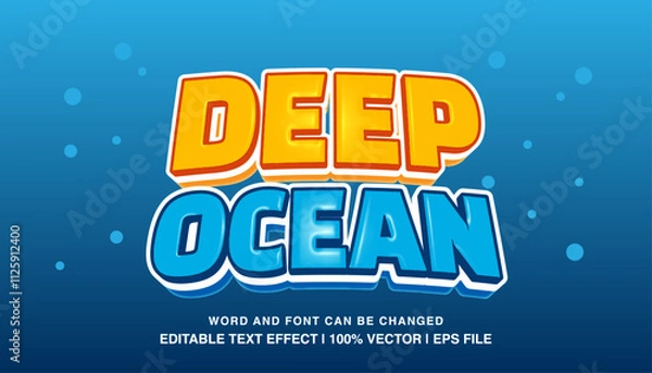 Fototapeta editable 3d bold deep ocean typeface