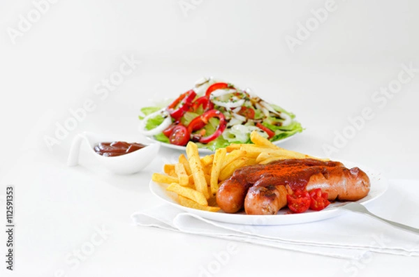 Obraz Currywurst mit Pommes