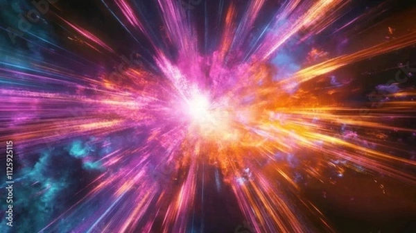 Fototapeta Cosmic Explosion: A vibrant burst of energy and light