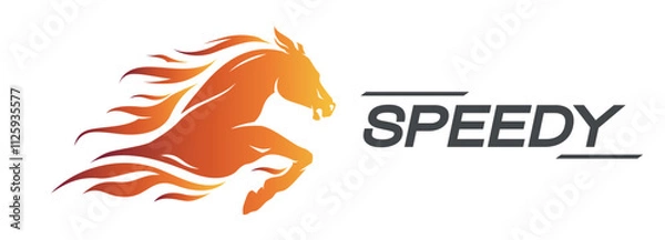 Fototapeta simple horse vector illustration as a symbol of speed, acceleration, fast. The tough fire horse runs fast. can be used for logos or other symbols