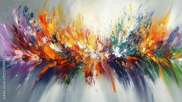 Fototapeta Colorful Abstract Explosion of Brush Strokes