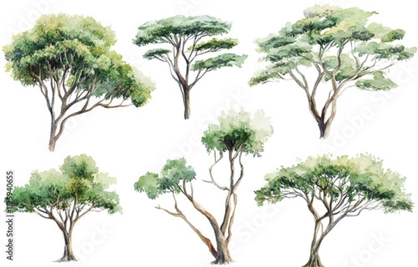 Obraz Watercolor tree illustrations nature with white space artistic display natural environment creative concept