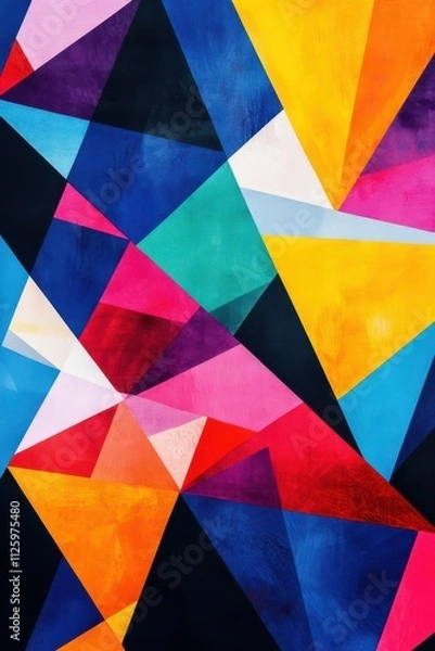 Fototapeta Modern Black Background Design with Colorful Shapes.