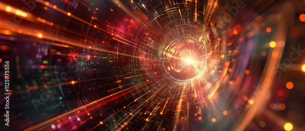 Fototapeta Abstract Futuristic Tunnel with Vibrant Light Trails